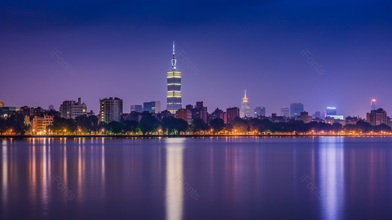 公园内湖边城市夜晚美景摄影实拍,高清,摄影图,摄影图片,图片大全,摄影图免费下载